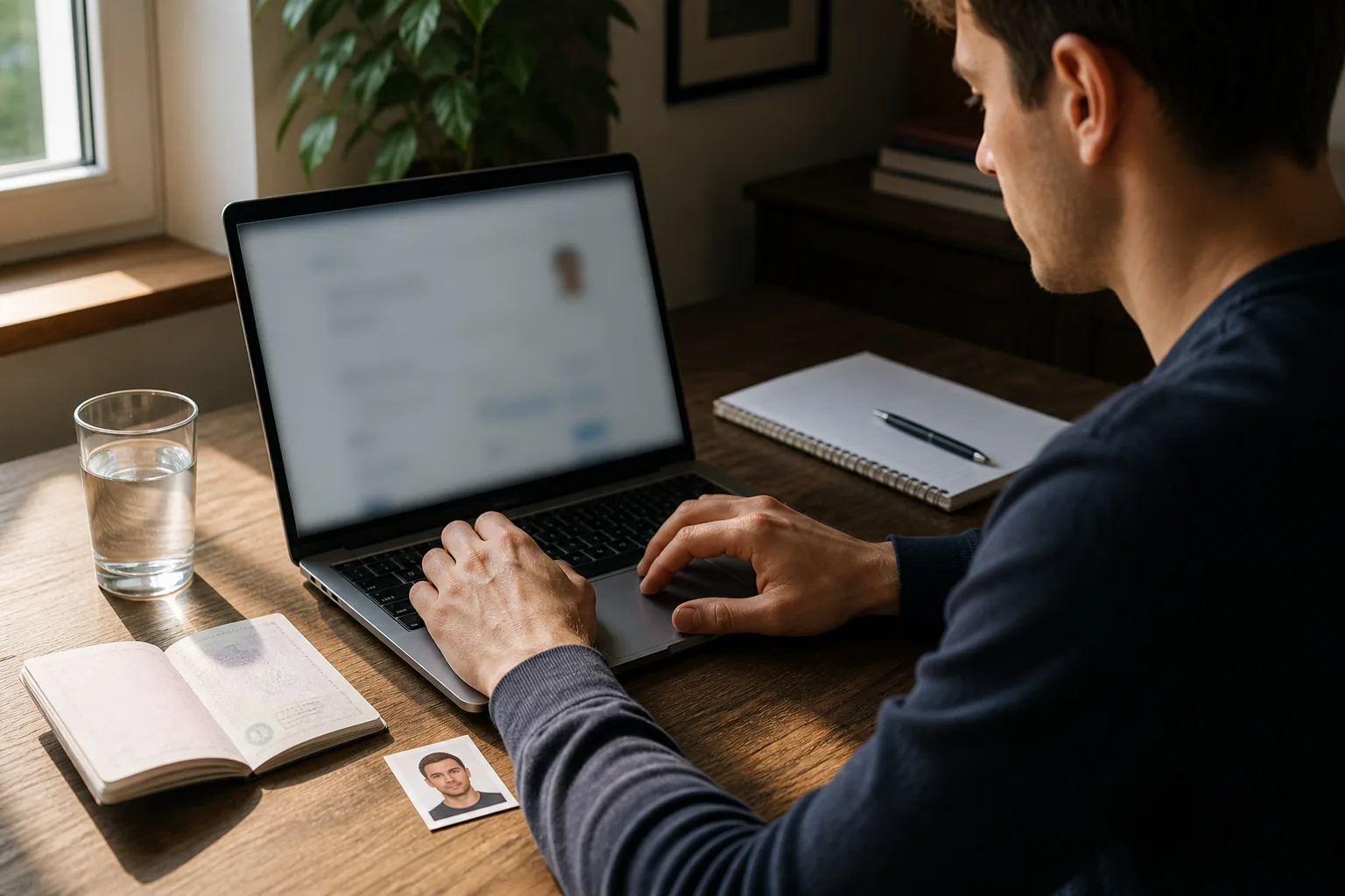 Žadatel vyplňuje indické e-Visa na oficiálním portálu s pasem a fotografií
