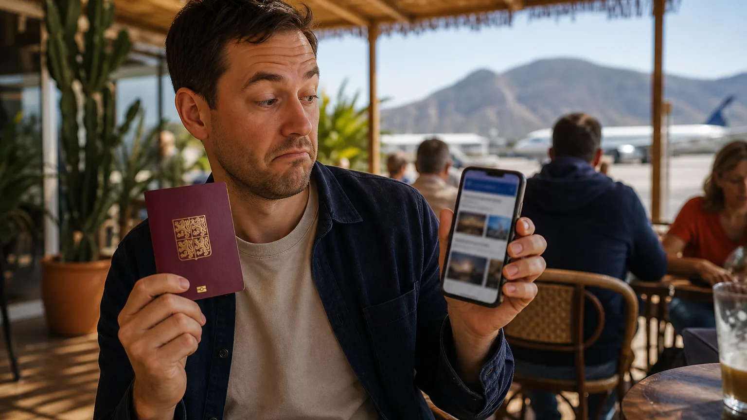 Cestovatel s českým pasem ignoruje reklamu na placenou e-Visa v telefonu